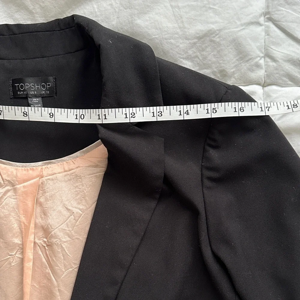 Topshop Black Tailored Blazer with Pale Pink Lining - Picture 7 of 9
